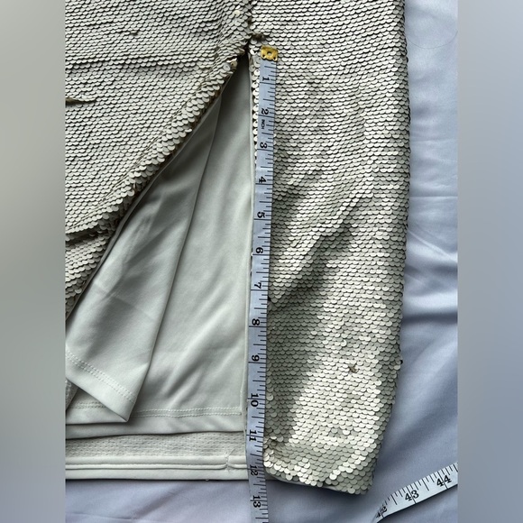 Chelsea & Violet Cream and Gold Flip Sequin Midi Skirt 10 - Picture 13 of 14